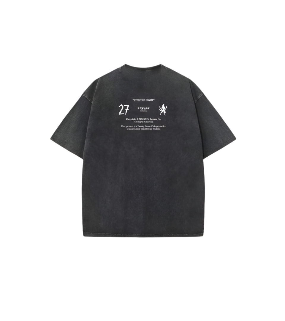 'Into The Night' Tee - Wash Black
